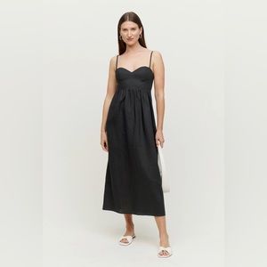 Reformation Odette Linen Dress in Black (0)